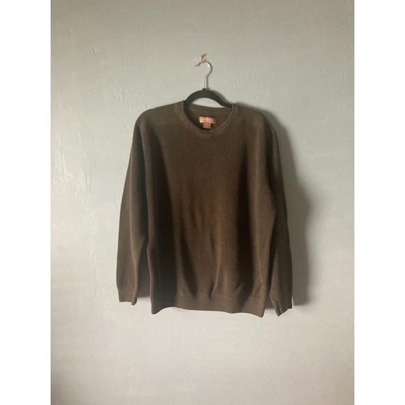 GH Bass Earth men's forest green cotton crew neck ribbed sweater size x-large - Picture 1 of 3